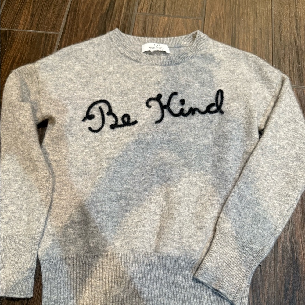Magaschoni Gray Cashmere Sweater with Black Embroidery